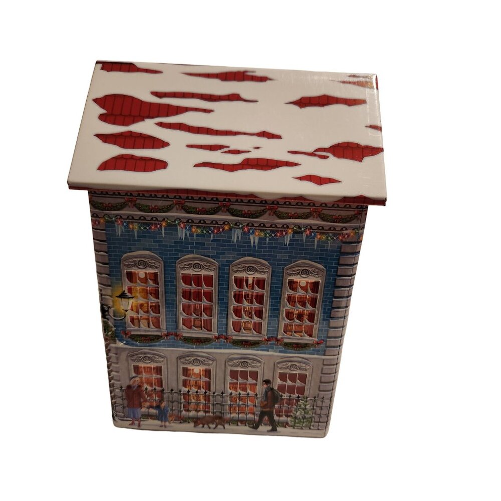 Harry London Gourmet Chocolate Tin Town Library Collectible Holiday Decor 7" Tal